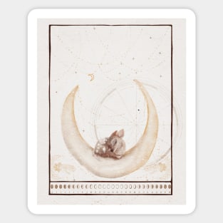Tarot Card Art- Moon Phase- Fawn on Moon- Witchy Art Sticker